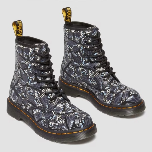 Dr. Martens Shoes - Dr. Martens Women’s 1460 8 Eye Lace Up Butterfly Grey E. H. Suede Boots Sz 6 New